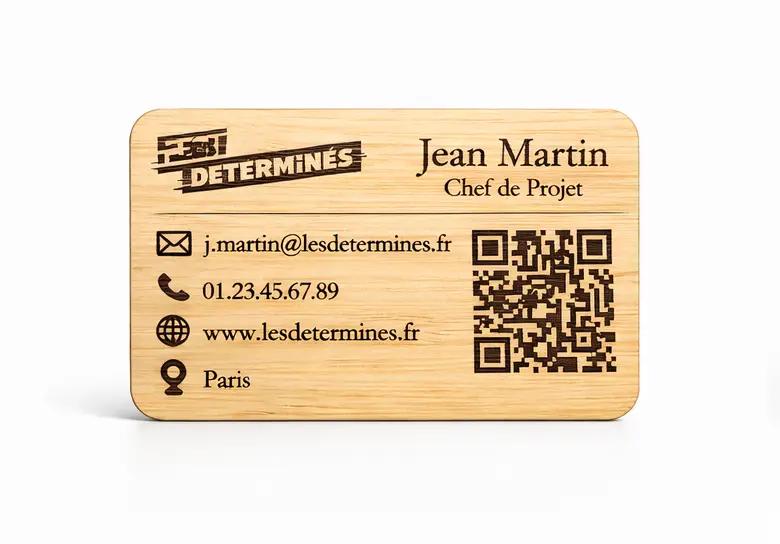 Carte de visite personnalisée en bois sans/avec QR Code