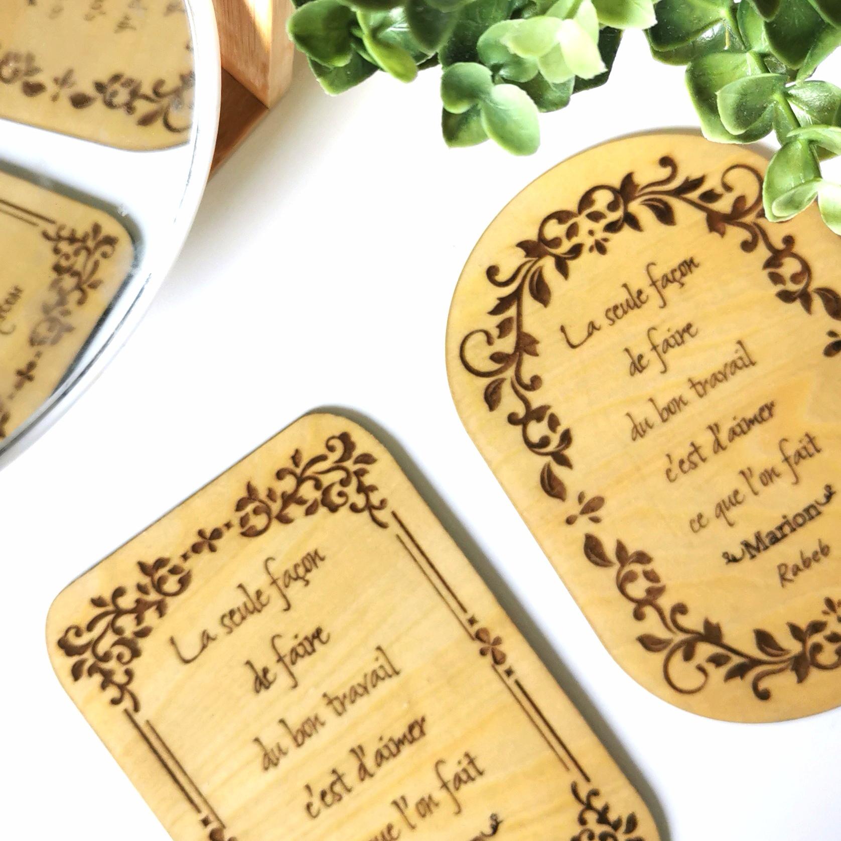 Carte remerciement maîtresse en bois personnalisé