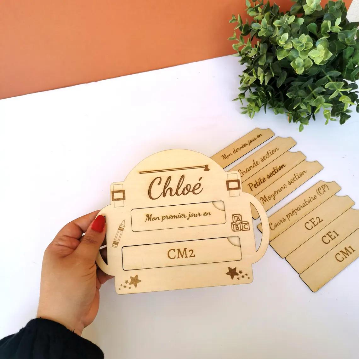 Plaque En Bois "Premier Dernier Jour D'École" Personnalisable - Cadeau Souvenir Pour Enfant Maternelle CP