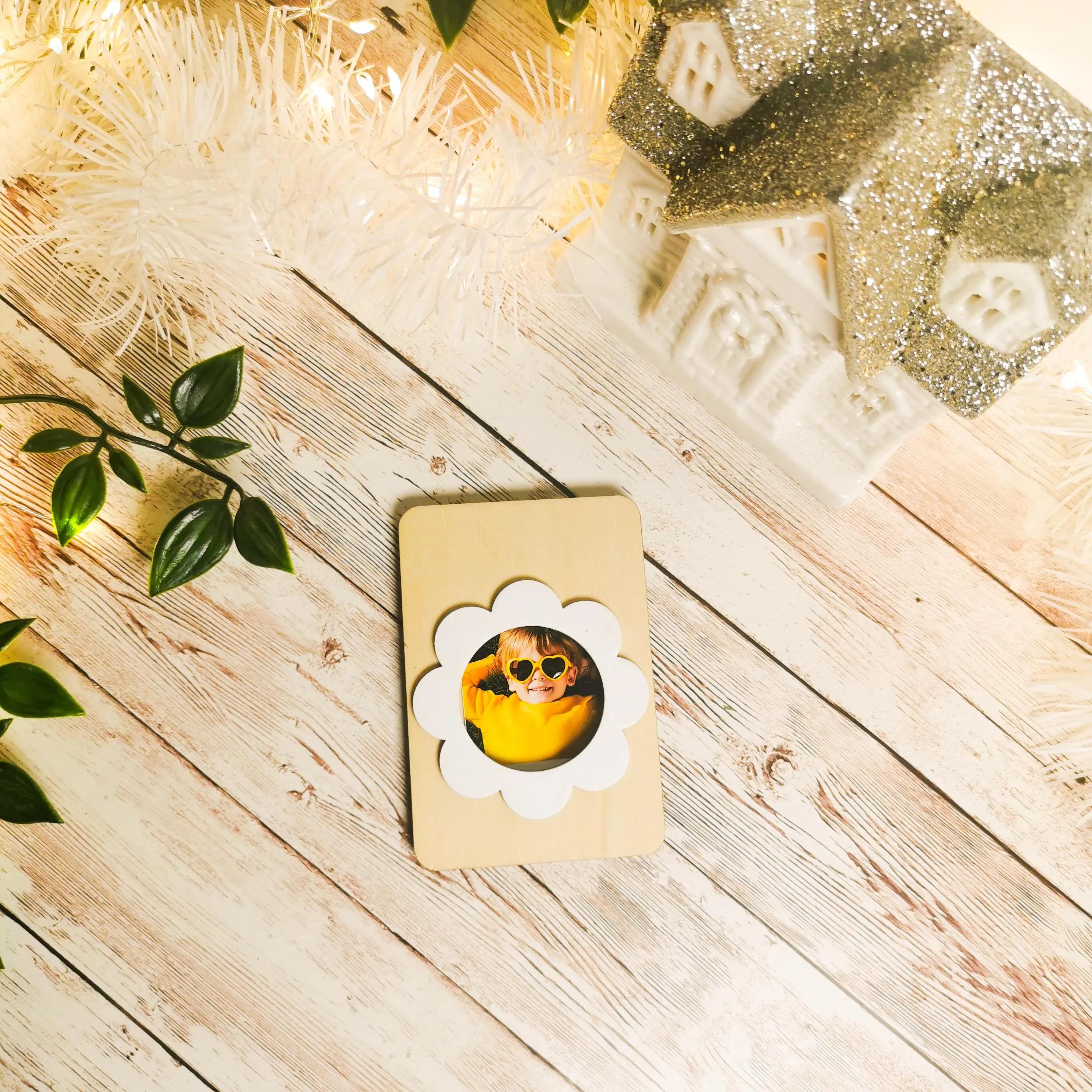 Magnet personnalisé en bois avec Texte et photo - cadeau Noël Anniversaire Mamie Souvenir
