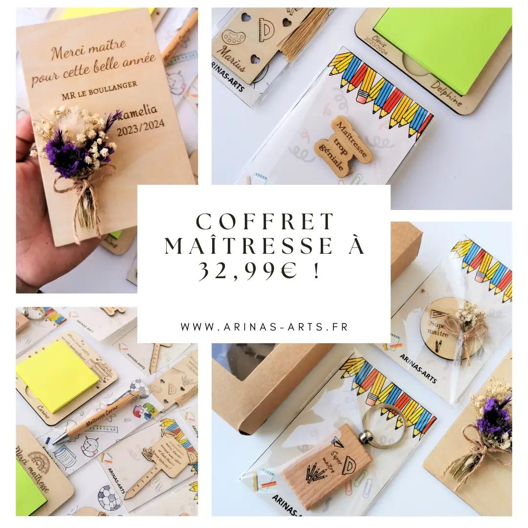 Coffret personnalisé en bois pour Maitresse Maitre ATSEM