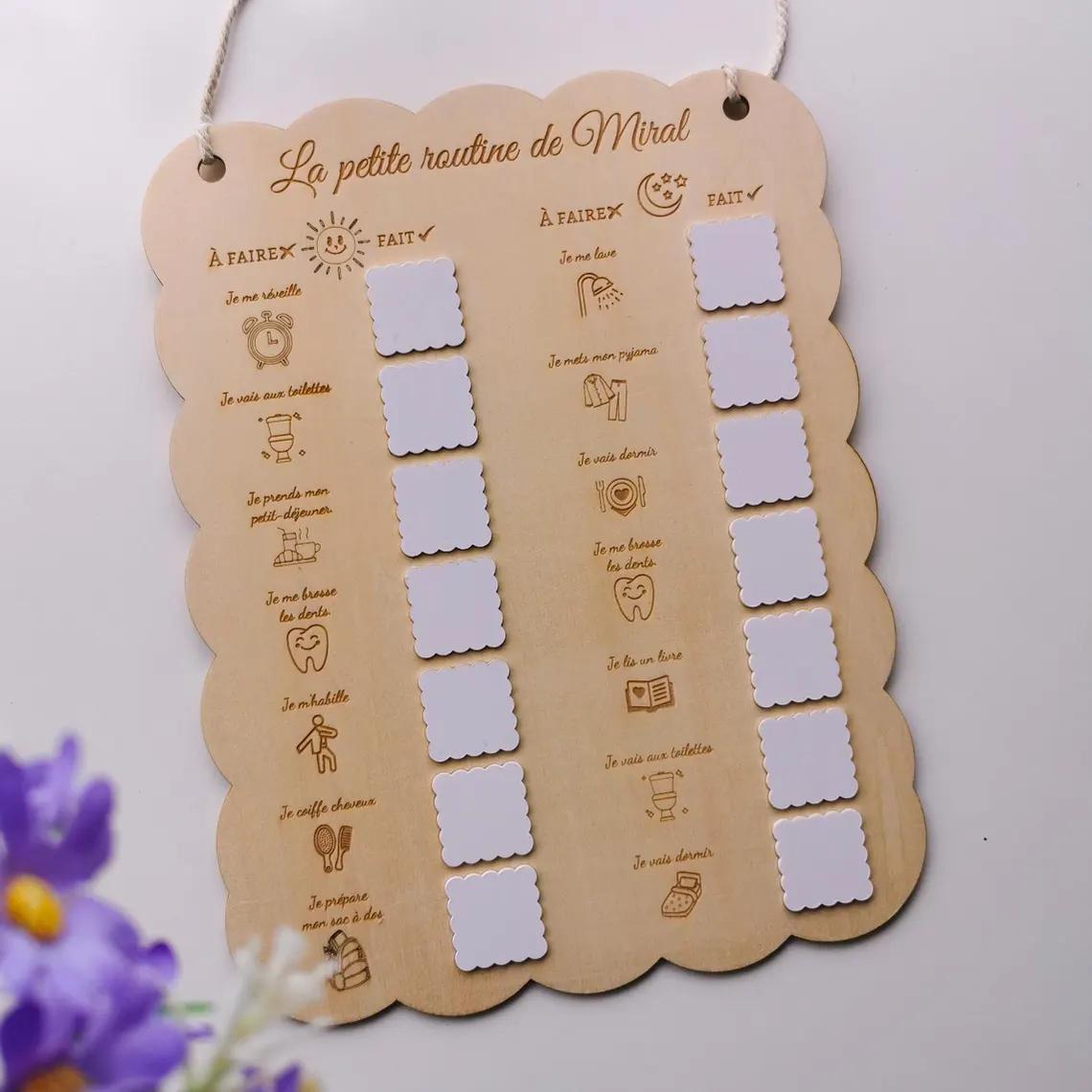 Tableau routine du soir et du matin enfant personnalisable, tâche quotidienne journée à compléter