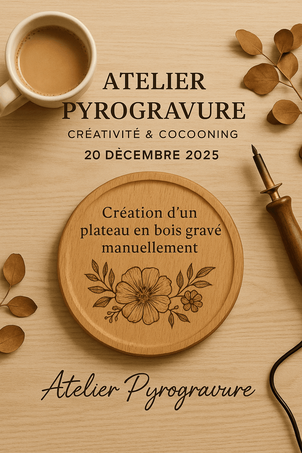 Atelier Créatif Pyrogravure Cocooning à Nantes 20 Décembre 2025