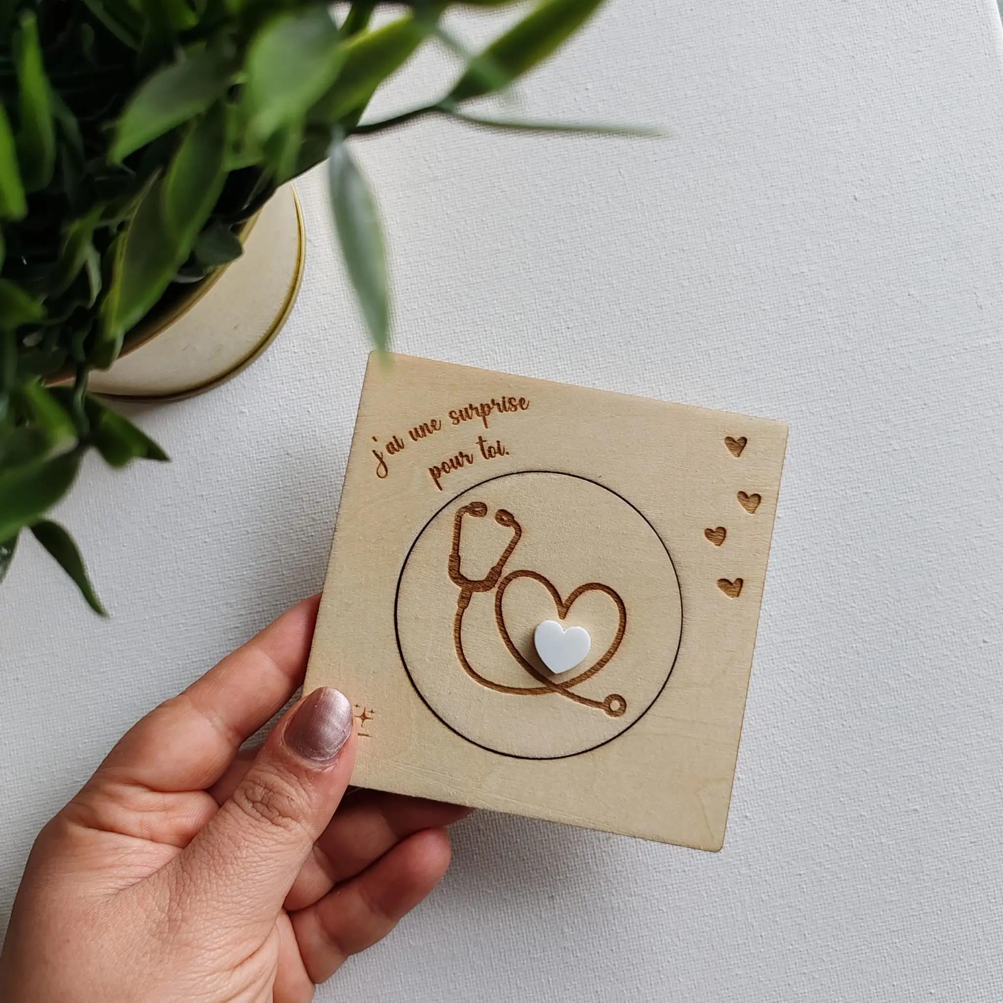 Coffret demande marraine parrain personnalisée surprise baptême forme Cœur Stéthoscope