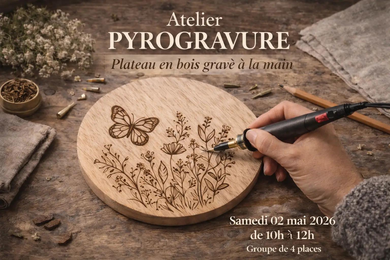 Le Samedi 02 Mai 2026 - Pyrogravure Cocooning Atelier Créatif à Nantes - Création d'un plateau mural décoratif en bois gravé & personnalisé